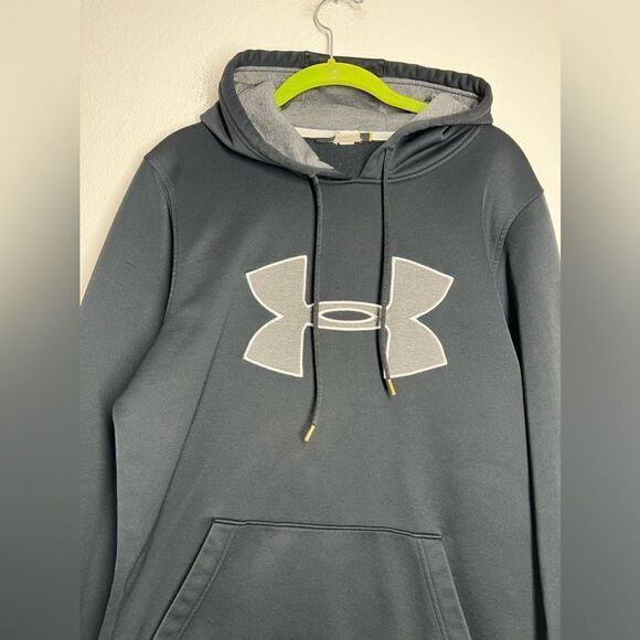 Under Armour Loose Fit Coldgear Hoodie Sweatshirt Black Women Size Small Logo - Picture 2 of 13